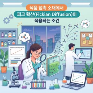 ai thumbnail illustration 식품 접촉 소재에서 피크 확산Fickian Diffusion이 적용되는 조건 1787989092